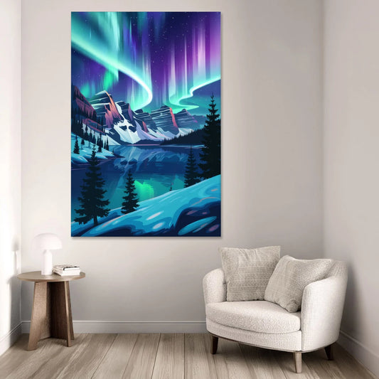 Aurora Night Horizon - Canvas Wall Art - Sofa - 40x60