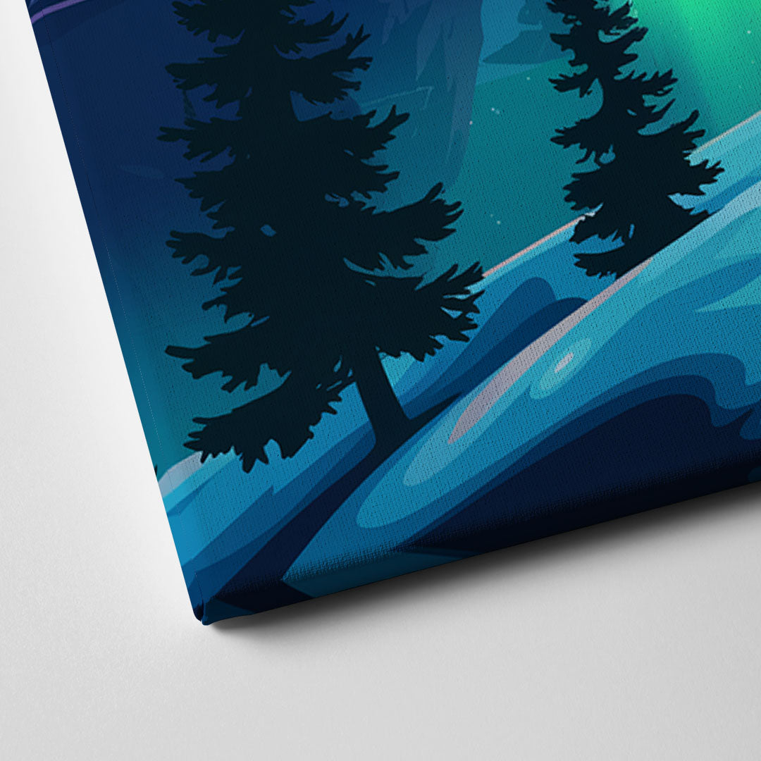 Aurora Night Horizon Canvas Close Up