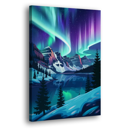 Aurora Night Horizon Side - Canvas Wall Art