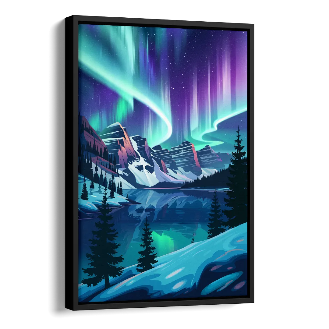 Aurora Night Horizon Side - Black Canvas Wall Art