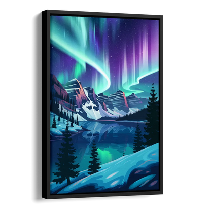 Aurora Night Horizon Side - Black Canvas Wall Art