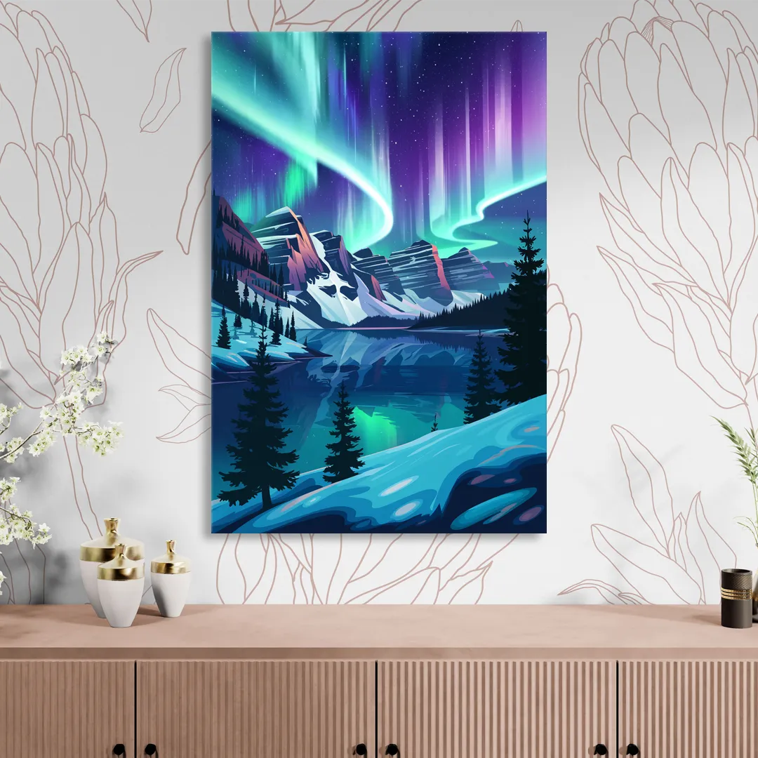 Aurora Night Horizon Living Room - Canvas Wall Art