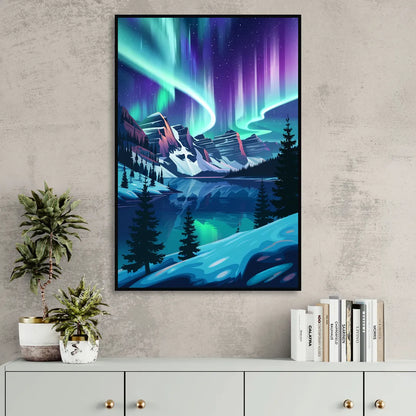 Aurora Night Horizon Sitting Room - Black Canvas Wall Art