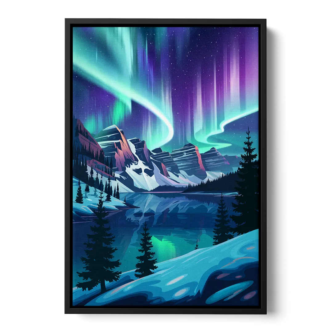 Aurora Night Horizon Front - Black Canvas Wall Art