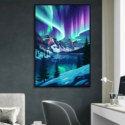 Aurora Night Horizon Living Room - Black Canvas Wall Art