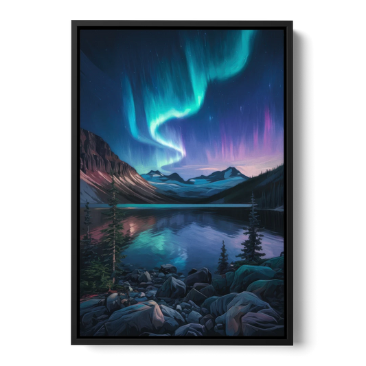 Aurora Northern Lights - Black Framed Canvas Wall Art - Front