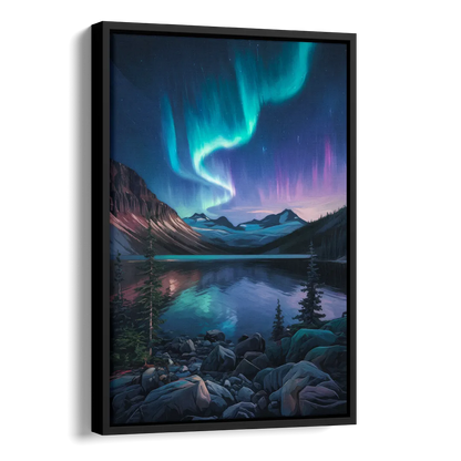 Aurora Northern Lights Side - Black Canvas Wall Art