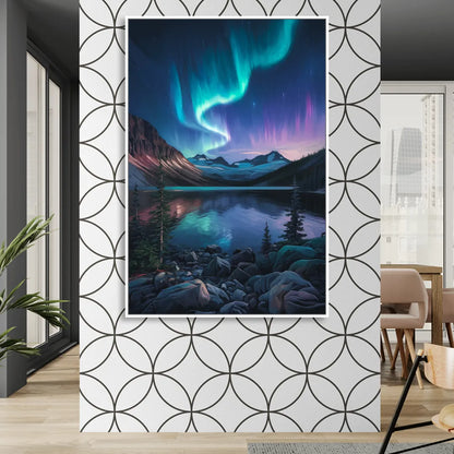 Aurora Northern Lights Sitting Room - White Canvas Wall Art