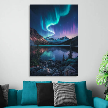 Aurora Northern Lights Living Room - Canvas Wall Art