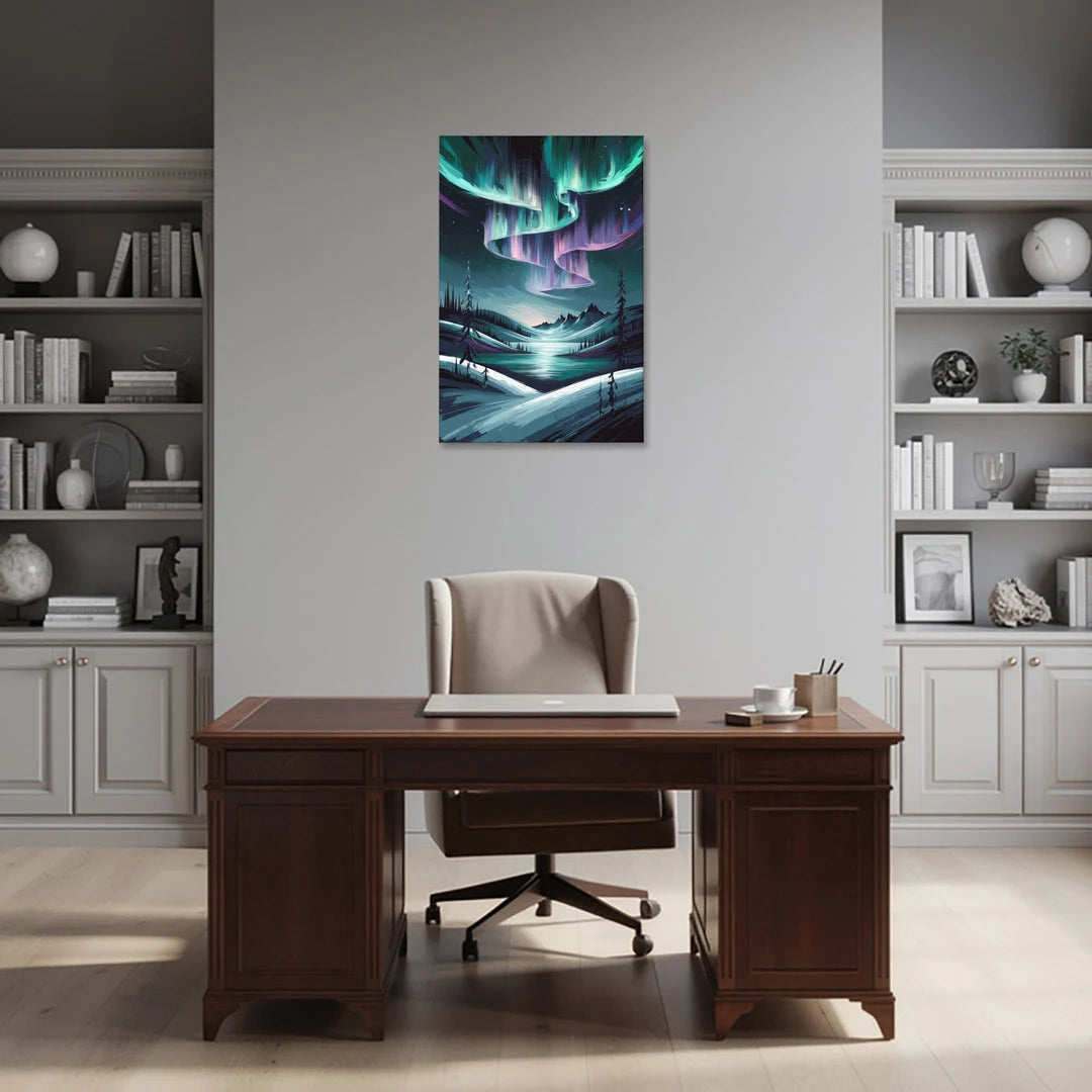Aurora Skyline Glow - Canvas Wall Art - Office - 24x36