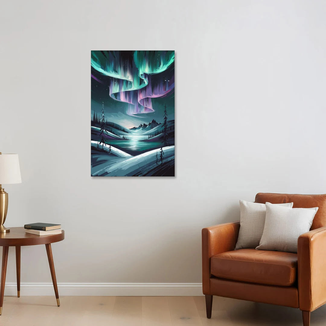 Aurora Skyline Glow - Canvas Wall Art - Sofa - 24x36