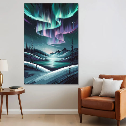 Aurora Skyline Glow - Canvas Wall Art - Sofa - 40x60