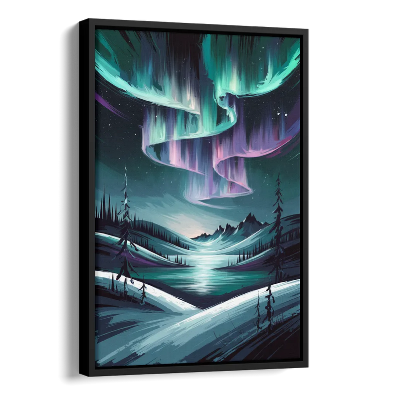 Aurora Skyline Glow Side - Black Canvas Wall Art