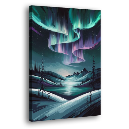 Aurora Skyline Glow Side - Canvas Wall Art