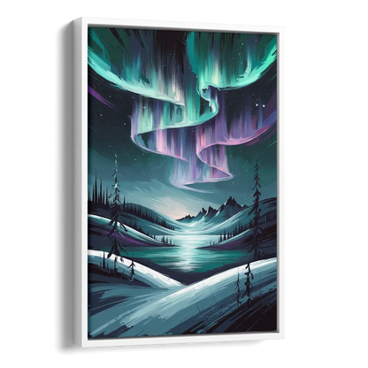 Aurora Skyline Glow Side - White Canvas Wall Art