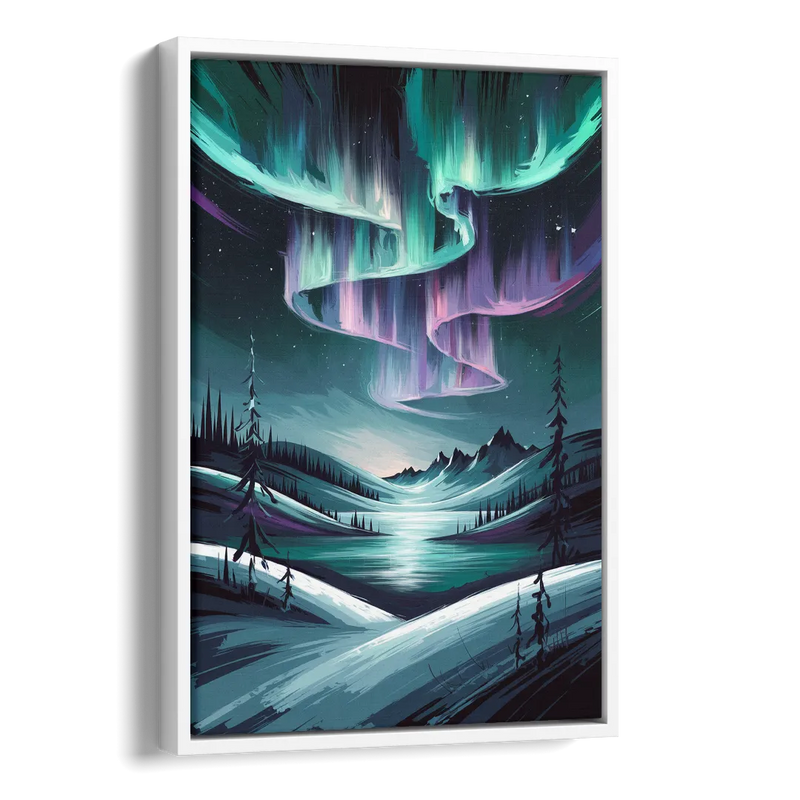 Aurora Skyline Glow Side - White Canvas Wall Art