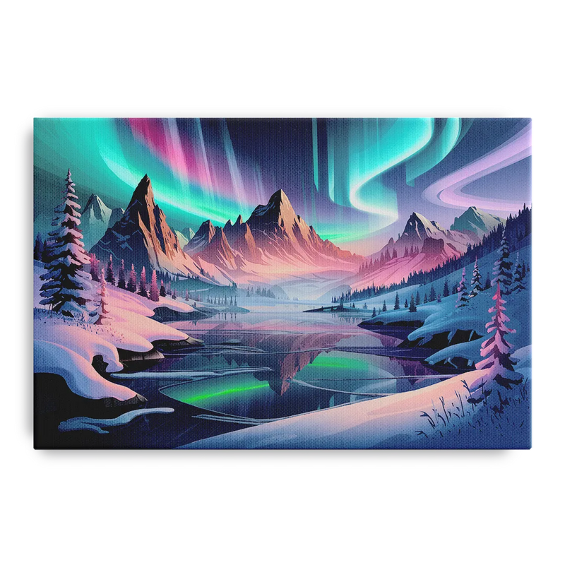 Aurora Snowy Peaks Front - Canvas Wall Art