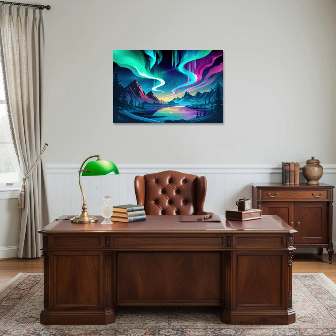 Aurora Starry Night - Canvas Wall Art - Office - 36x24