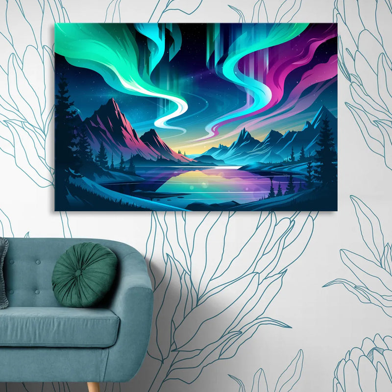 Aurora Starry Night Living Room - Canvas Wall Art