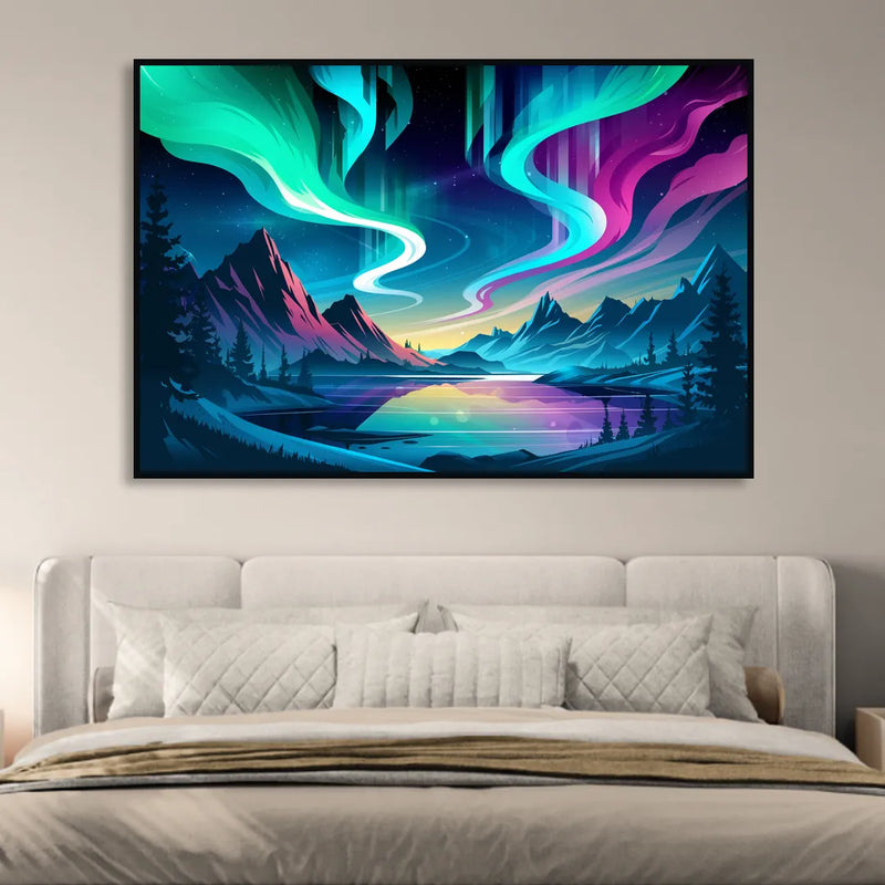 Aurora Starry Night Sitting Room - Black Canvas Wall Art