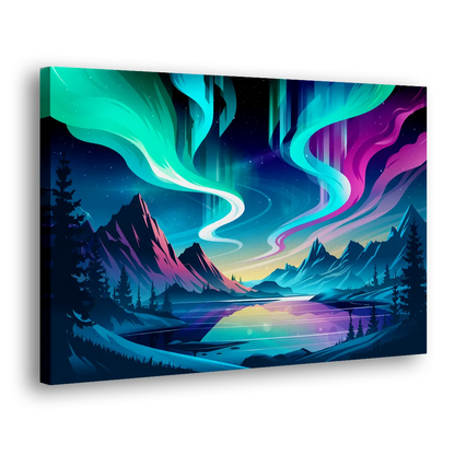 Aurora Starry Night Side - Canvas Wall Art