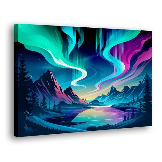 Aurora Starry Night Side - Canvas Wall Art