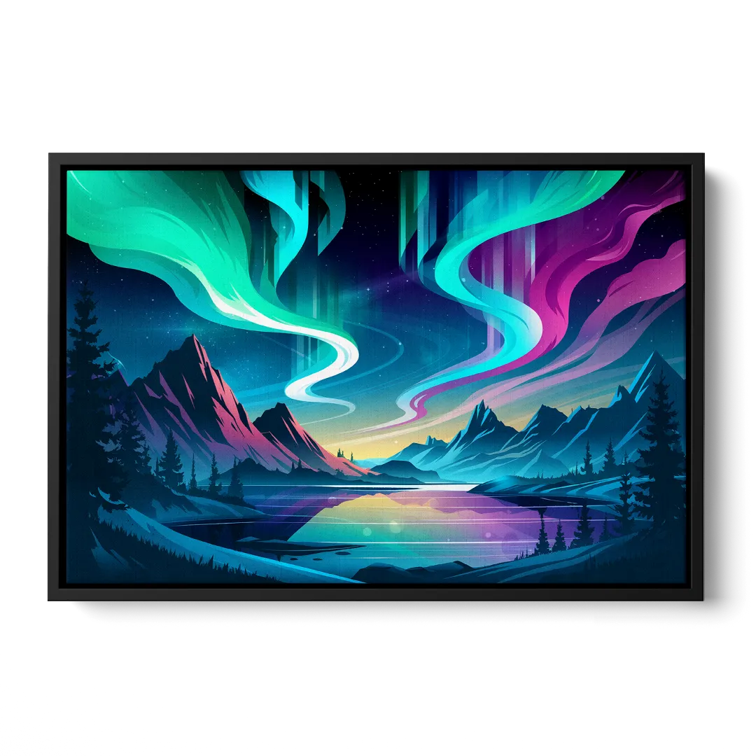 Aurora Starry Night Front - Black Canvas Wall Art