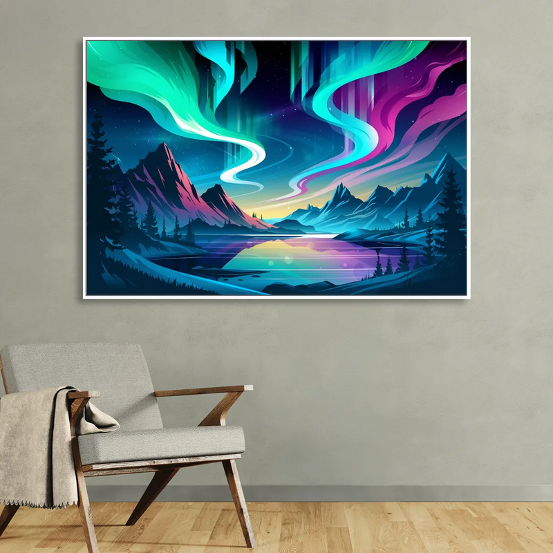 Aurora Starry Night Sitting Room - White Canvas Wall Art