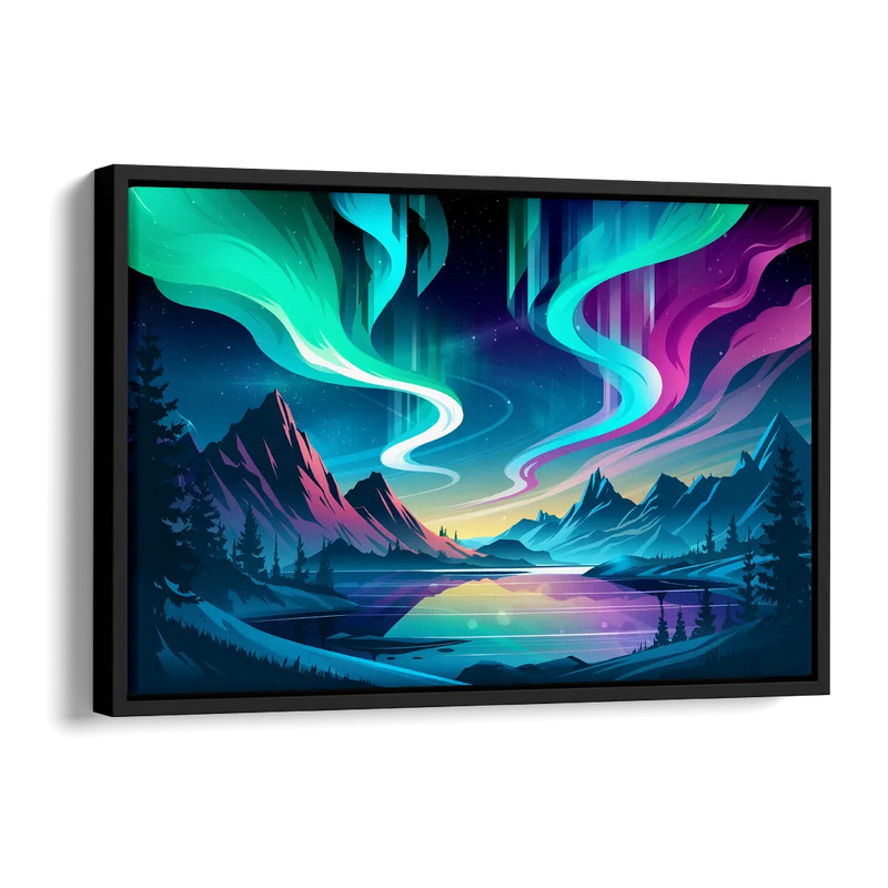 Aurora Starry Night Side - Black Canvas Wall Art