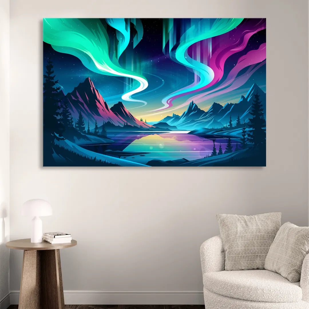 Aurora Starry Night Sitting Room - Canvas Wall Art