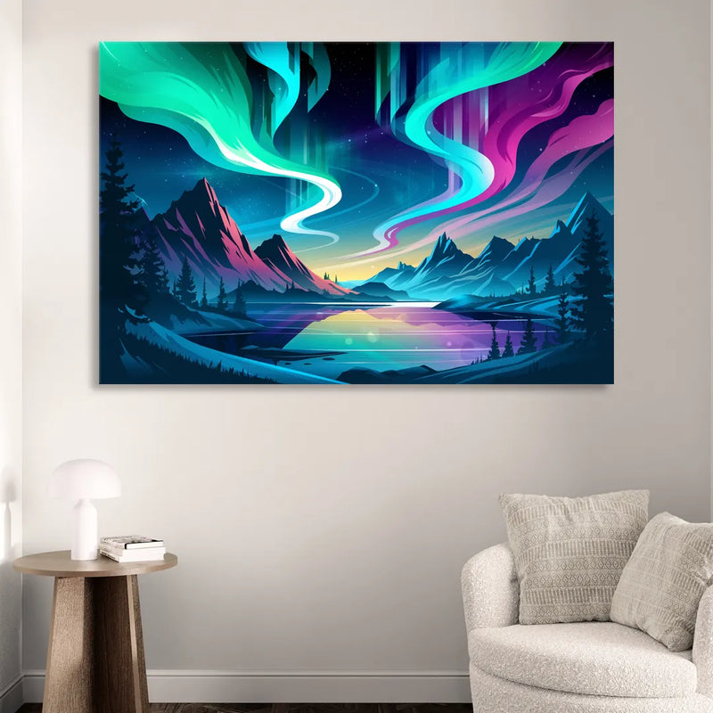 Aurora Starry Night Sitting Room - Canvas Wall Art