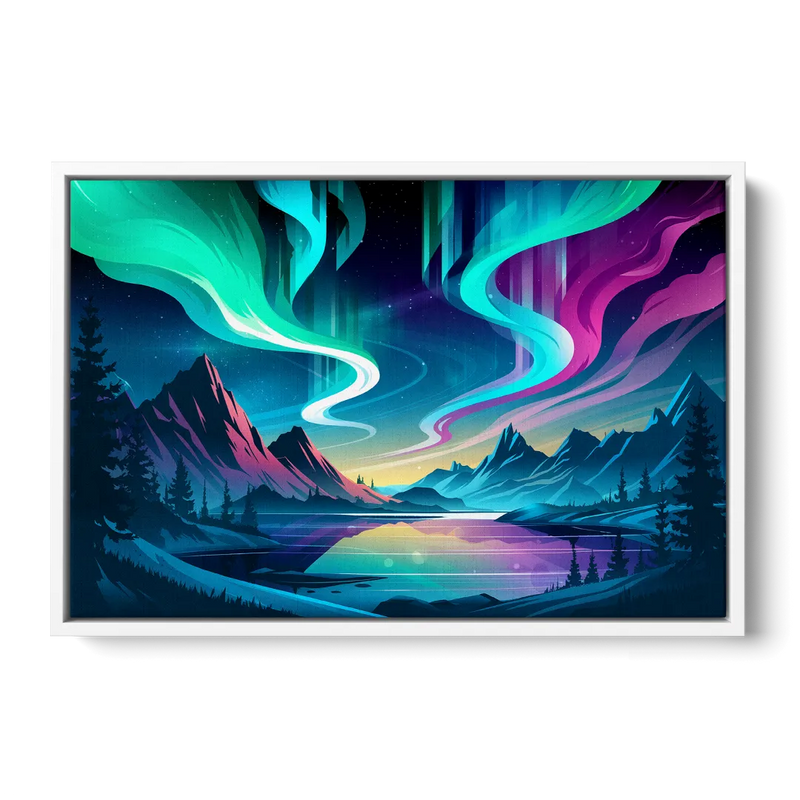 Aurora Starry Night Front - White Canvas Wall Art