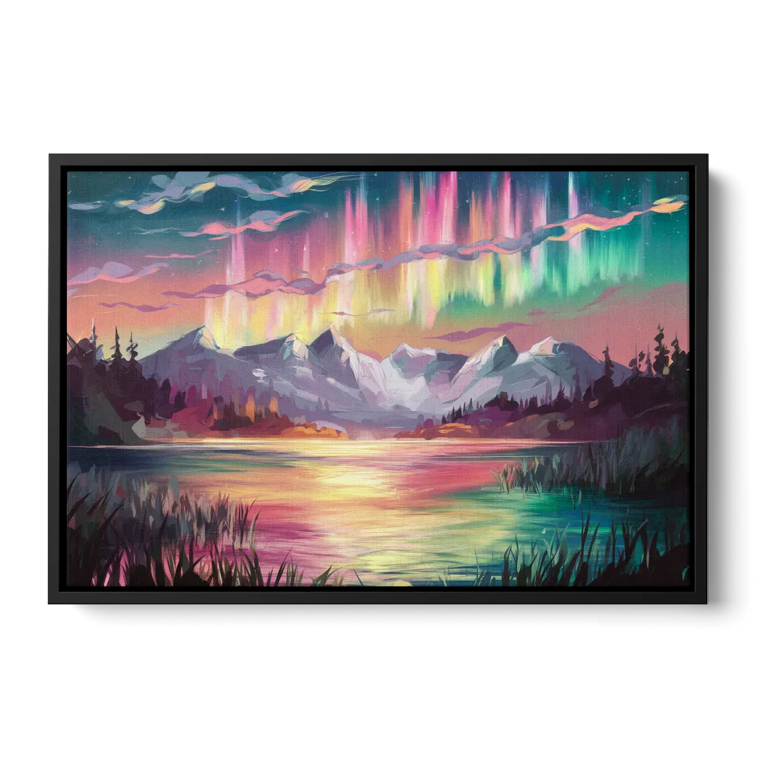 Aurora Sunset Glow Front - Black Canvas Wall Art