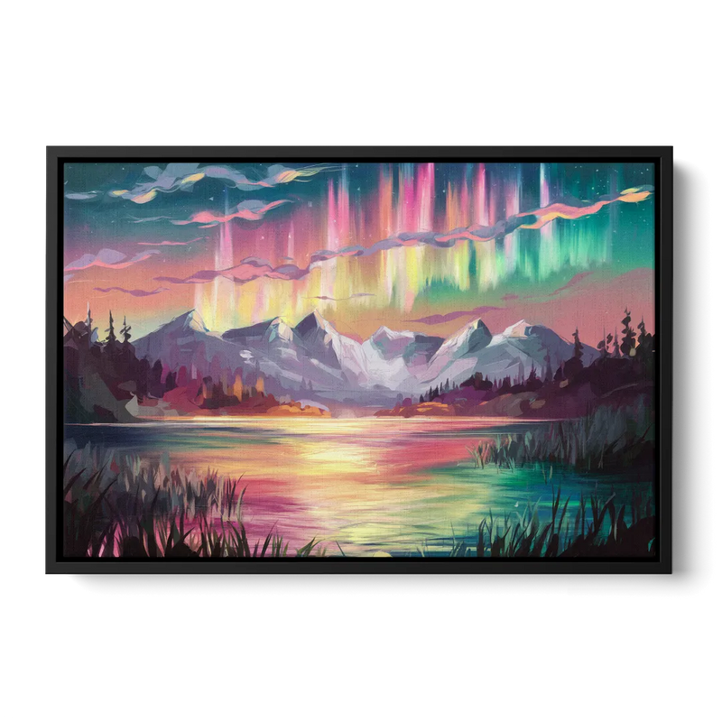 Aurora Sunset Glow Front - Black Canvas Wall Art