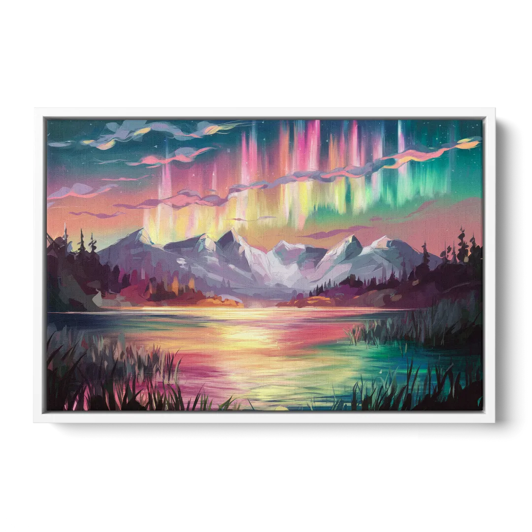 Aurora Sunset Glow Front - White Canvas Wall Art