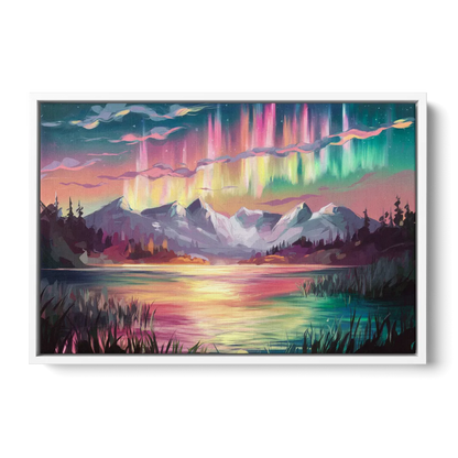 Aurora Sunset Glow Front - White Canvas Wall Art