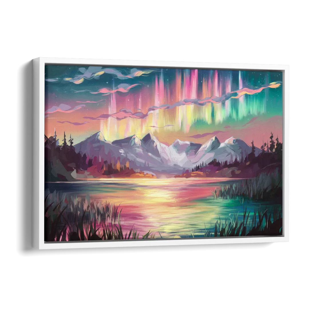 Aurora Sunset Glow Side - White Canvas Wall Art