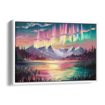 Aurora Sunset Glow Side - White Canvas Wall Art