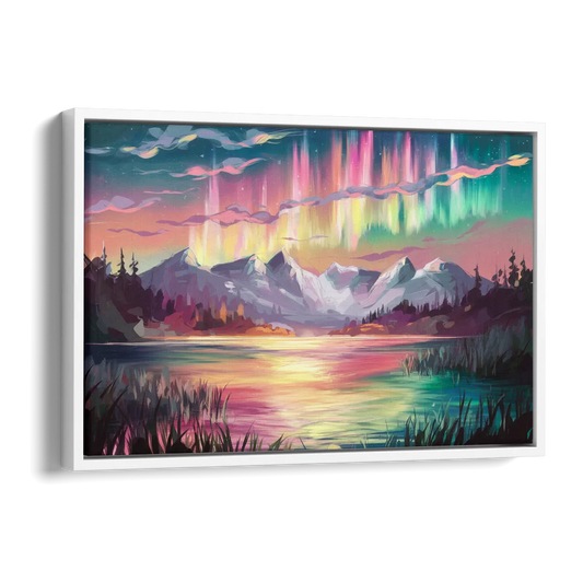 Aurora Sunset Glow Side - White Canvas Wall Art