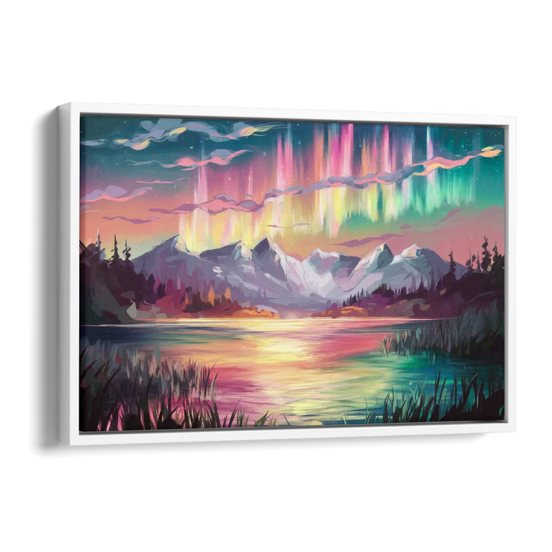 Aurora Sunset Glow Side - White Canvas Wall Art