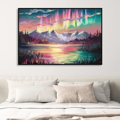 Aurora Sunset Glow Sitting Room - Black Canvas Wall Art