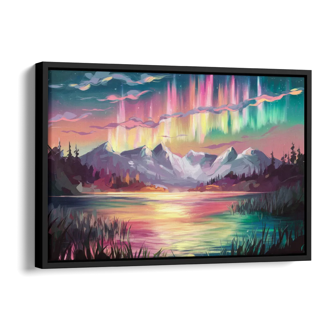Aurora Sunset Glow Side - Black Canvas Wall Art