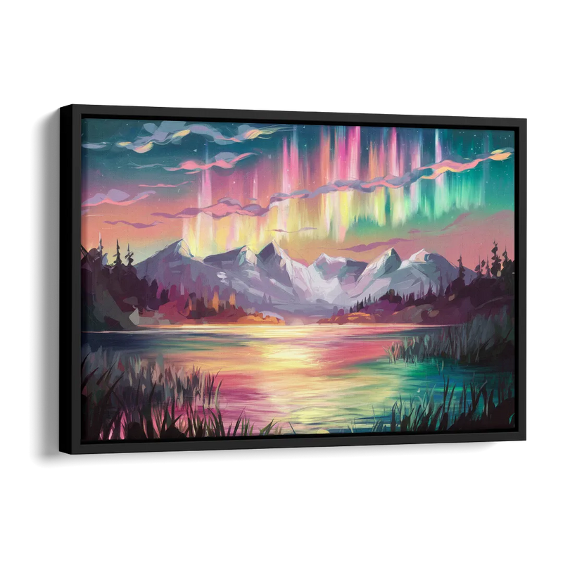 Aurora Sunset Glow Side - Black Canvas Wall Art