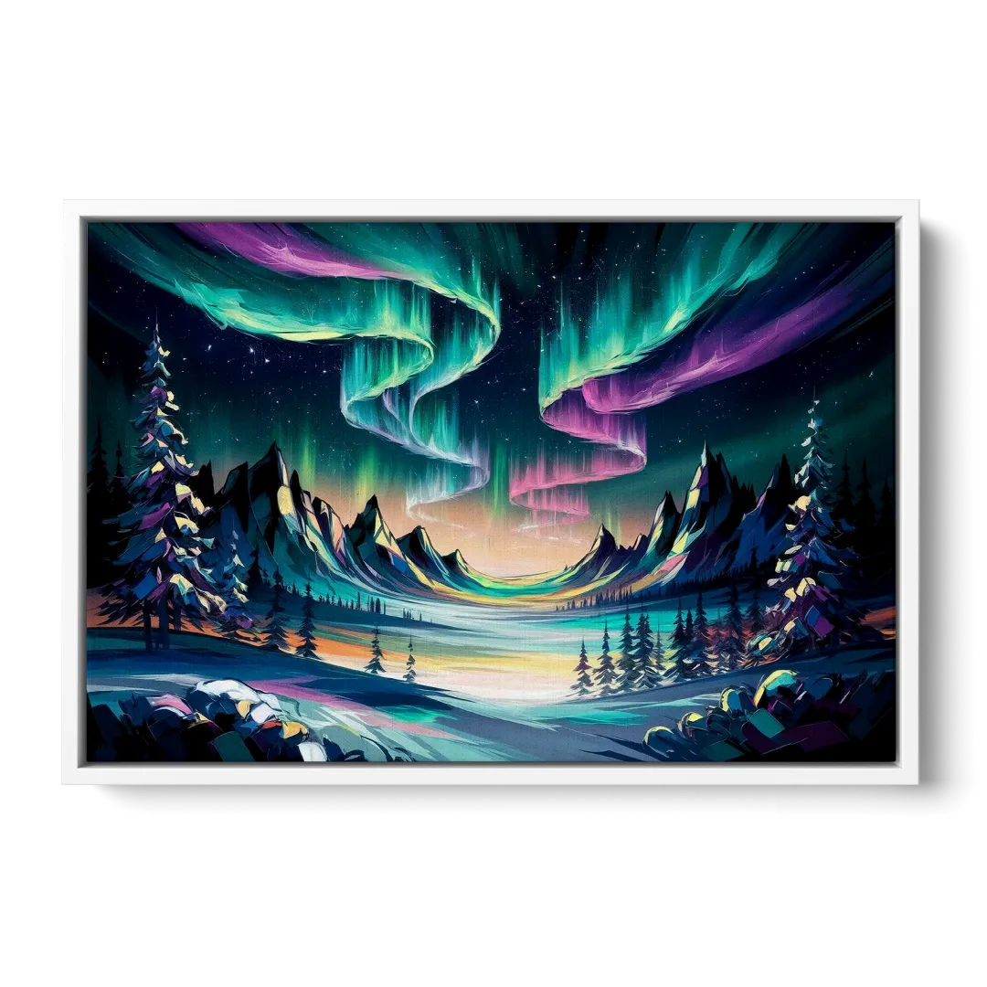 Aurora Vibrant Skies Front - White Canvas Wall Art