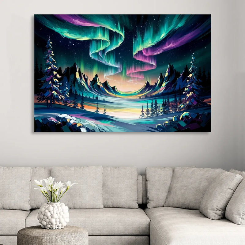 Aurora Vibrant Skies Sitting Room - Canvas Wall Art
