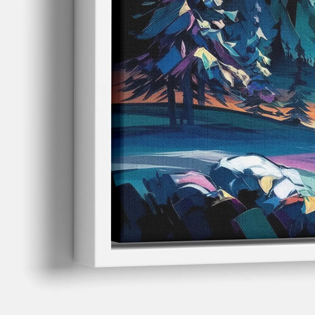 Aurora Vibrant Skies - Close-Up White Frame Canvas