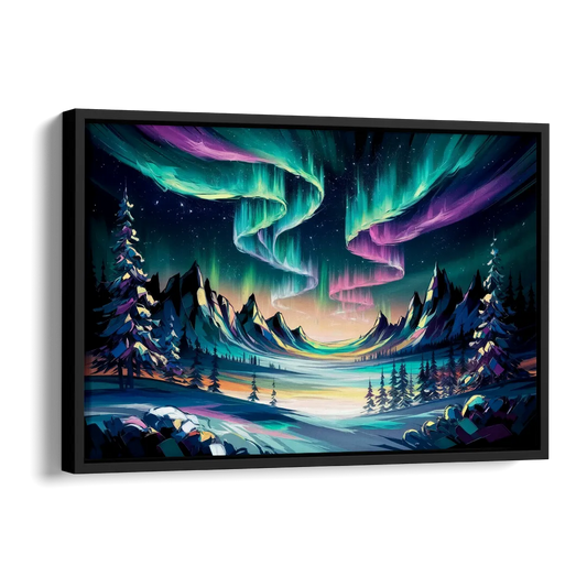 Aurora Vibrant Skies Side - Black Canvas Wall Art