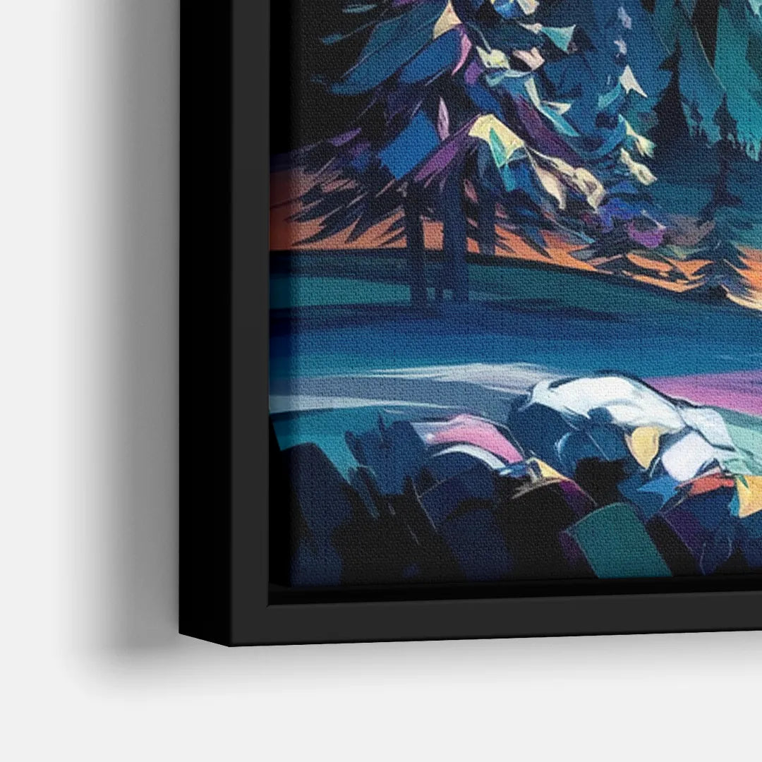 Aurora Vibrant Skies - Close-Up Black Frame Canvas