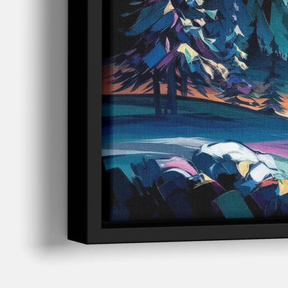 Aurora Vibrant Skies - Close-Up Black Frame Canvas