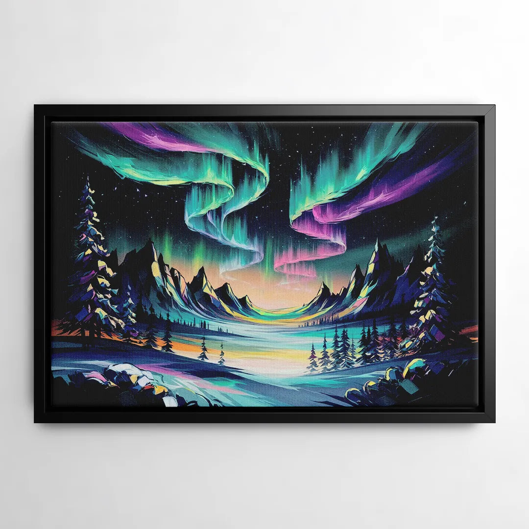 Aurora Vibrant Skies - Black Frame Canvas